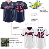 Custom Navy Crimson-White Reversible Pullover Baseball Jersey Shirt