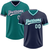 Custom Navy White-Teal Reversible Pullover Baseball Jersey Shirt