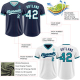 Custom Navy White-Teal Reversible Pullover Baseball Jersey Shirt