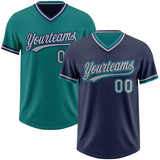 Custom Navy Gray-Teal Reversible Pullover Baseball Jersey Shirt