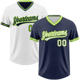Custom Navy White-Neon Green Reversible Pullover Baseball Jersey Shirt