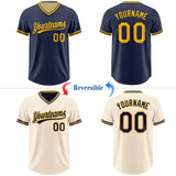 Custom Navy Cream Reversible Pullover Baseball Jersey Shirt