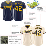 Custom Navy Cream Reversible Pullover Baseball Jersey Shirt