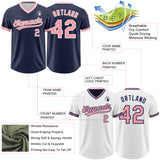 Custom Navy Medium Pink-White Reversible Pullover Baseball Jersey Shirt