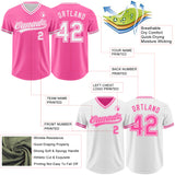 Custom Pink-White Reversible Pullover Baseball Jersey Shirt