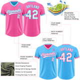 Custom Pink White-Sky Blue Reversible Pullover Baseball Jersey Shirt
