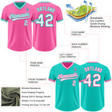 Custom Pink White-Aqua Reversible Pullover Baseball Jersey Shirt