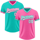 Custom Pink White-Aqua Reversible Pullover Baseball Jersey Shirt