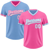 Custom Pink White-Light Blue Reversible Pullover Baseball Jersey Shirt