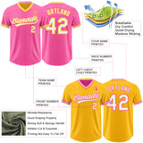 Custom Pink White-Gold Reversible Pullover Baseball Jersey Shirt