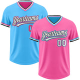 Custom Pink White Black-Sky Blue Reversible Pullover Baseball Jersey Shirt