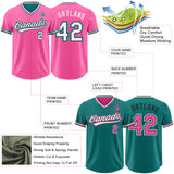 Custom Pink White Black-Teal Reversible Pullover Baseball Jersey Shirt
