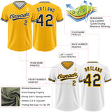 Custom Gold Black-White Reversible Pullover Baseball Jersey Shirt