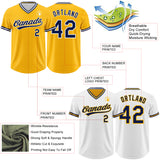 Custom Gold Navy-White Reversible Pullover Baseball Jersey Shirt