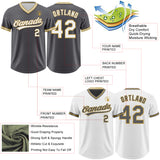 Custom Steel Gray White-Old Gold Reversible Pullover Baseball Jersey Shirt