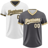 Custom Steel Gray White-Old Gold Reversible Pullover Baseball Jersey Shirt