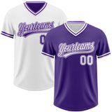 Custom Purple-White Reversible Pullover Baseball Jersey Shirt