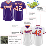 Custom Purple White-Orange Reversible Pullover Baseball Jersey Shirt