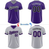 Custom Purple Black-Gray Reversible Pullover Baseball Jersey Shirt
