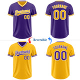 Custom Purple Gold-White Reversible Pullover Baseball Jersey Shirt