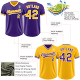 Custom Purple Gold-White Reversible Pullover Baseball Jersey Shirt