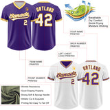 Custom Purple White-Gold Reversible Pullover Baseball Jersey Shirt