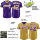 Custom Purple Old Gold-White Reversible Pullover Baseball Jersey Shirt