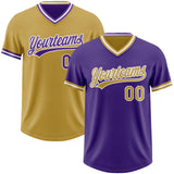 Custom Purple Old Gold-White Reversible Pullover Baseball Jersey Shirt