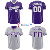Custom Purple White-Gray Reversible Pullover Baseball Jersey Shirt