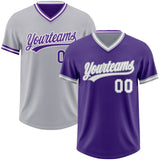 Custom Purple White-Gray Reversible Pullover Baseball Jersey Shirt
