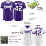 Custom Purple White-Gray Reversible Pullover Baseball Jersey Shirt