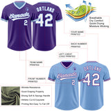 Custom Purple White-Light Blue Reversible Pullover Baseball Jersey Shirt