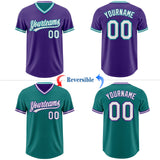 Custom Purple White-Teal Reversible Pullover Baseball Jersey Shirt