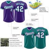 Custom Purple White-Teal Reversible Pullover Baseball Jersey Shirt