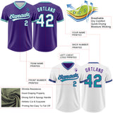 Custom Purple White-Teal Reversible Pullover Baseball Jersey Shirt