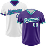 Custom Purple White-Teal Reversible Pullover Baseball Jersey Shirt