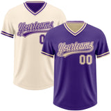 Custom Purple-Cream Reversible Pullover Baseball Jersey Shirt