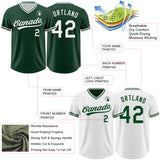 Custom Green-White Reversible Pullover Baseball Jersey Shirt