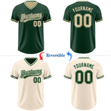 Custom Green-Cream Reversible Pullover Baseball Jersey Shirt