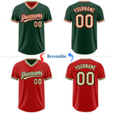 Custom Green Cream-Red Reversible Pullover Baseball Jersey Shirt