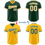 Custom Green White-Gold Reversible Pullover Baseball Jersey Shirt