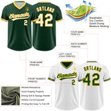 Custom Green White-Gold Reversible Pullover Baseball Jersey Shirt