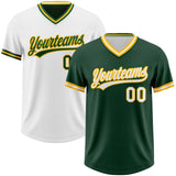Custom Green White-Gold Reversible Pullover Baseball Jersey Shirt