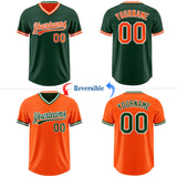 Custom Green Orange-White Reversible Pullover Baseball Jersey Shirt