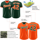 Custom Green Orange-White Reversible Pullover Baseball Jersey Shirt