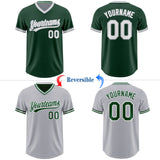 Custom Green White-Gray Reversible Pullover Baseball Jersey Shirt