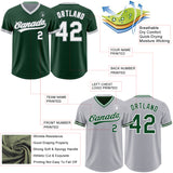 Custom Green White-Gray Reversible Pullover Baseball Jersey Shirt