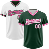 Custom Green White-Pink Reversible Pullover Baseball Jersey Shirt