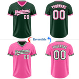 Custom Green White-Pink Reversible Pullover Baseball Jersey Shirt