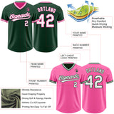 Custom Green White-Pink Reversible Pullover Baseball Jersey Shirt